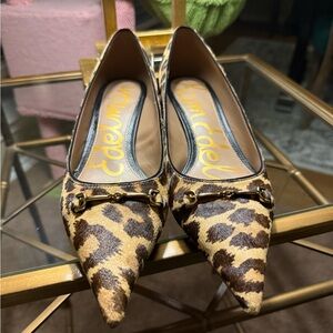 Sam Edelman Leopard Print Flats with Gold Accents